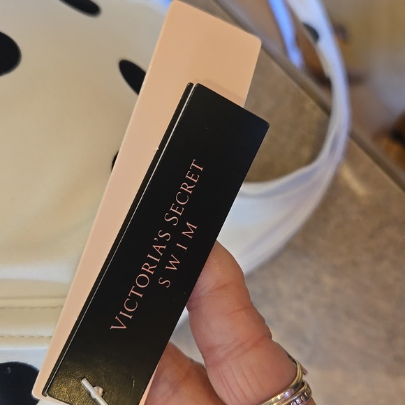 NWT Victoria's Secret Black/White Bow Tie Front Polka Dot Push-Up Tie Bikini Top - Picture 8 of 10